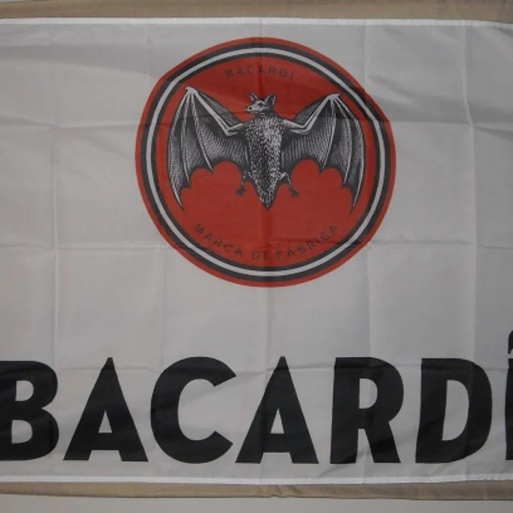 Bacardi Rum 3'x5' White Flag Banner Bacardi Cuba